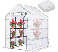 YYRZZ Housse de rechange pour serre de jardin en PVC avec porte enroulable à fermeture éclair, 143 x 143 x 195 cm, pour plantes d'extérieur, protection contre le froid, le gel, le vent, la pluie (sans