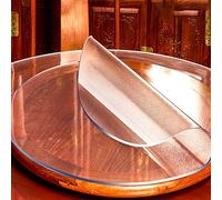 YYSHLTRRE Nappe Ronde en PVC Transparent diamètre 120cm Nappe Nappe Transparente Film Plastique pour Table épaisseur 2 mm (givré 2mm,Dia 120cm)