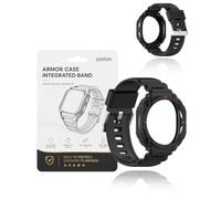 yystao Bracelet robuste avec coque pour Samsung Galaxy Watch 9 44 mm Noir | Le bracelet de sport léger en TPU de 24 g au design uni-body offre une protection robuste et une boucle en acier inoxydable
