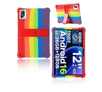 yystao Étui de protection pour tablette DOOGEE Tab G6 Pro, 12" 2026, en silicone souple, compatible avec DOOGEE Tab G6 Pro, support réglable (arc-en-ciel)