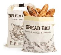 YYSWSAKY 2 Pièces Sacs à Pain Réutilisables en Cire d'Abeille avec Fermeture Éclair & Boucle, Sac de Conservation Pain Grande Taille pour Pain au Levain Fait Maison, Baguette, 30x40cm