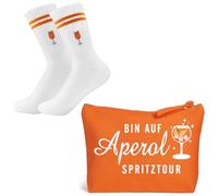 YYSWSAKY Cadeau Aperol, Coffret Aperol Spritz, Trousse de toilette Aperol, Trousse de maquillage, Trousse de voyage, Chaussettes Aperol 36-42 pour femmes et hommes, Chaussettes de tennis amusantes