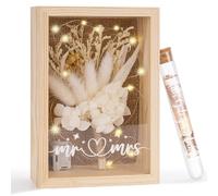 YYSWSAKY Cadre photo 3D avec fleurs séchées, lumière et tube à essai, cadeau de mariage, emballage d'argent, idées cadeaux de mariage