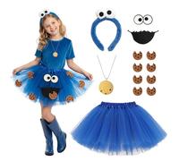 YYSWSAKY Costume de monstre pour enfant, jupe en tulle cookie, serre-tête, collier à biscuits, patchs en feutre, accessoires de costume de monstres pour carnaval, cosplay, fête