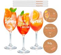 YYSWSAKY Lot de 3 verres Aperol Spritz de qualité supérieure - Verres Aperol O'Clock - Dessous de verre en liège - Idéal pour les fans d'Aperol