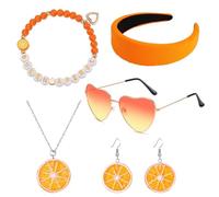 YYSWSAKY Lot de 5 accessoires de costume Aperol Spritz pour femme avec serre-tête, lunettes de soleil, boucles d'oreilles, collier, bracelet apérol, parfait comme cadeau d'apérol, cadeau pour femme