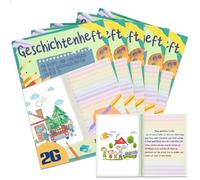 YYSWSAKY Lot de 5 cahiers d'histoires pour écrire et peindre, avec lignes colorées 2G et pages vierges, cahier scolaire 2ème 4, 16 feuilles, papier 80 g/m², couverture 120 g/m², vert
