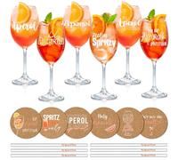YYSWSAKY Lot de 6 verres Aperol Spritz - Ensemble cadeau - Verres Aperol premium ∣ C’est l’heure de l’Aperol, pailles pour verres ∣ Sous-verre en liège, idéal pour les fans d’Aperol (6)