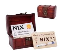 YYSWSAKY Rien cadeau - Cadeau idéal pour tous ceux qui ne veulent rien - Coffre au trésor en bois avec carte de vœux - Cadeau amusant pour un anniversaire, un mariage - Pour homme et femme