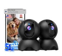 YYSY Lot de 2 caméras de sécurité d'intérieur 2K pour animal de compagnie/chien/bébé avec application pour téléphone, caméra WiFi panoramique à 360° pour sécurité à domicile, vision nocturne, suivi de