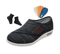 Yytcsjz Chaussures De Marche Respirantes Et Antidérapantes Pour Hommes À Fermeture Réglable Pour Diabétiques, Chaussures Pieds Gonflés Arthritiques Œdèmes Et Orteils Gonflés(Dark Gray,50 EU)