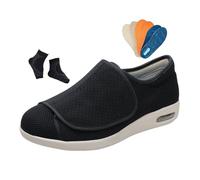 Yytcsjz Chaussures Diabétiques Pour Personnes Âgées Largeur, Chaussures De Marche Légères Et Réglables Pour Hommes Pieds Gonflés Grande Taille(Black,44 EU)