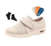 Yytcsjz Chaussures Fasciite Plantaire Pour Homme， Chaussures De Marche Réglables En Maille Avec Coussin D'air Et Respirantes Pour Diabétiques Et Œdèmes(Beige,42 EU)