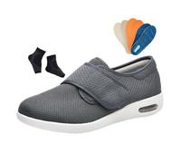 Yytcsjz Chaussures Orthopédiques Diabétiques, Chaussures De Marche Légères Respirantes Larges Et Réglables Pour Diabétiques Pour Homme, Décontractées Antidérapantes Œdèmes, Pieds Gonflés(Gris,50 EU)