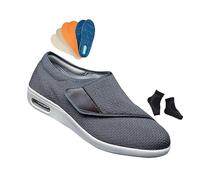Yytcsjz Chaussures Pour Diabétiques Hommes, Chaussures De Marche En Maille Respirante À Larges Brides Réglables Pour Diabétiques Et Œdèmes, Orthopédiques Confortables Arthrite Et Œdèmes(Gris,45 EU)