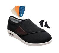 Yytcsjz Chaussures Pour Diabétiques Hommes, Chaussures De Marche En Maille Respirante À Larges Brides Réglables Pour Diabétiques Et Œdèmes, Orthopédiques Confortables Arthrite Et Œdèmes(Black,46 EU)