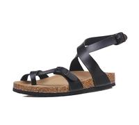 Yytcsjz Sandales En Liège Pour Homme， Sandales Plates D'extérieur Pour Homme Avec Boucle Métallique Réglable Et Brides Croisées Correctrices D'oignons(Black,42 EU)