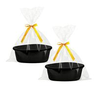 YYTECH 2 PièCes Panier Cadeau Vide à Garnir Tressé avec Sacs Cadeaux et Rubans, Panier Cadeau Vide Tressé, Panier de Présentation Vide, pour Fête Prénatale, Anniversaire, Mariage, Pâques (noir)