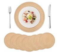 YYTECH 8 Set De Table Rond, Set De Table Lavable, Lavables, TresséS, RéSistants à La Chaleur, en Coton, Lavables, pour Table à Manger, Cuisine, Mariage, HôTel, Cuisine Diametro 30 cm