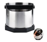 YYTECH Knock Box Récipient à taper pour porte-filtre - Grande capacité de 1,8 l - Avec fond antidérapant - Pour café et marc de café - Argenté