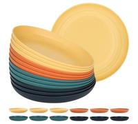 YYTECH Lot de 12 assiettes en plastique réutilisables, 23 cm, assiettes de | Passe au micro-ondes et au lave-vaisselle, assiettes en plastique colorées facilement incassables pour dîner, fête, camping
