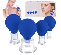 YYTECH Lot de 4 ventouses en verre avec balle d'aspiration en silicone - Ensemble de ventouses pour le visage - Massage sous vide - Détoxification - Contre les tensions, les rides et la cellulite