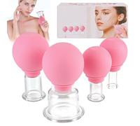 YYTECH Lot de 4 ventouses en verre avec boule d'aspiration en silicone pour le visage - Massage sous vide - Détoxification contre les tensions, les rides et la cellulite - Pour toutes les parties du