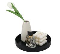 YYTECH Plateau décoratif rond - Diamètre : 20 cm - Noir mat - En métal - Assiettes décoratives et plateau décoratif pour couronne de l'Avent - Assiettes, bijoux, organisateur de maquillage, vases -