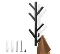 YYTECH Porte Manteau Mural avec 6 Crochets en Métal 40 cm Vertical Porte Manteau Mural Noir Patere Murale Moderne pour Suspendre Vestes Manteaux Chapeaux Sacs Parapluie