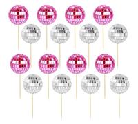 YYTOL Lot de 16 mini boules à facettes pour décoration de gâteau d'anniversaire - Argenté/rose