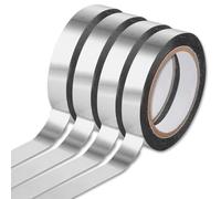 YYTOL Lot de 4 rouleaux de ruban adhésif miroir métallique décoratif - 10 mm x 50 m - Argenté métallisé - Pour travaux manuels et décoration