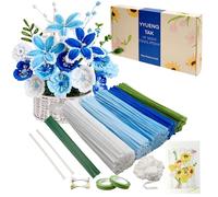 YYUENG TAK 350 Pcs Bleu Fil Chenille Fleur（5 Color）,Pipe Cleaners Flower kit, Pour cadeau fête des mères bouquet diplôme décoration maison,Cure Pipe Chenille,fils chenilles loisirs creatifs