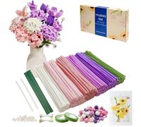 YYUENG TAK 500 Pcs Rose et violet Fil Chenille Fleur（6 Color）,Pipe Cleaners Flower Kit, Pour Cadeau Fête des Mères Bouquet Diplôme Décoration Maison,Cure Pipe Chenille,fils chenilles loisirs creatifs