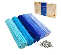 YYUENG TAK Coffret de 300 Bleu Cure Pipe Chenille avec Yeux Autocollants - 5 Bleus Différents Fils Chenilles Loisirs Creatifs |Blue Pipe Cleaners pour Fleurs & Décorations DIY(30cm * 6mm)