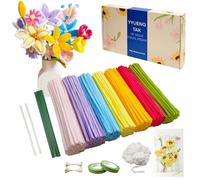 YYUENG TAK Kit Complet Fleurs en Multicolore Fils Chenille - 350 Cure-Pipes en Coffret avec Accessoires pour Loisirs Creatifs(Pipe Cleaners Flower) et Décoration DIY(30cm x 6mm),Bouquet de fleurs