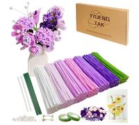 YYUENG TAK Kit Complet Fleurs en Violet Fils Chenille - 350 Cure-Pipes en Coffret avec Accessoires pour Loisirs Creatifs et Décoration DIY(30cm x 6mm),Purple Pipe Cleaners Flower,Bouquet de fleurs