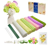 YYUENGTAK 500 Pcs Rose & vert Fil Chenille Fleur（Spring Garden）,Pipe Cleaners Flower Kit,Pour Cadeau Fête des Mères Bouquet Diplôme Décoration Maison,Cure Pipe Chenille,fils chenilles loisirs creatifs