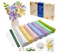 YYUENGTAK Kit Complet Fleurs en Macarons Fils Chenille - 350 Cure-Pipes en Coffret avec Accessoires pour Loisirs Creatifs(Macarons Pipe Cleaners Flower)et Décoration DIY(30cm x 6mm),Bouquet de fleurs