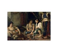 YYUEQIL Eugène Delacroix Impression sur toile représentant des femmes d'Alger dans leur appartement Décoration murale sans cadre 50 x 75 cm