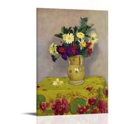 YYUEQIL Felix Vallotton Impression sur toile avec marguerites jaunes et fleurs variées Décoration murale moderne avec cadre 30 x 45 cm