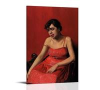 YYUEQIL Felix Vallotton Impression sur toile représentant une robe roumaine rouge Décoration murale Idée cadeau Cadre 60 x 90 cm