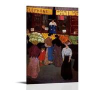 YYUEQIL Felix Vallotton Impression sur toile The Market - Décoration murale - Idée cadeau - Cadre d'art - 60 x 90 cm