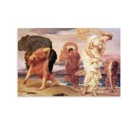 YYUEQIL Impression sur toile de Frederic Leighton - Motif filles grecques qui ramassent des galets - Décoration murale d'intérieur moderne - Sans cadre - 30 x 45 cm