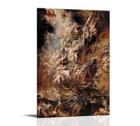 YYUEQIL Impression sur toile de Peter Paul Rubens La Chute des Damnés Décoration d'intérieur ou de chambre à coucher Cadre 60 x 90 cm