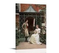 YYUEQIL Impression sur toile Edmund Blair Leighton On The Threshold Décoration murale avec cadre 60 x 90 cm