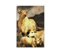 YYUEQIL Impression sur toile Edwin Landseer The Wild Cattle of Chillingham - Décoration murale d'intérieur moderne - Sans cadre - 30 x 45 cm