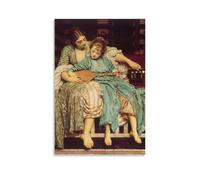 YYUEQIL Impression sur toile Frederic Leighton La leçon de musique - Décoration murale - Idée cadeau - Sans cadre - 60 x 90 cm