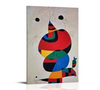 YYUEQIL Impression sur toile Joan Miro représentant une femme, un oiseau et une étoile - Décoration d'intérieur moderne - Idée cadeau - 60 x 90 cm