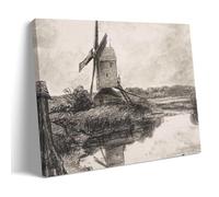 YYUEQIL Impression sur toile représentant John Constable « A Mill on the banks of the River Stour » - Décoration murale avec cadre pour salon, chambre à coucher - 60 x 90 cm
