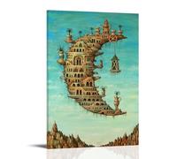 YYUEQIL Impression sur toile Salvador Dali Living on The Moon avec cadre décoratif 30 x 45 cm